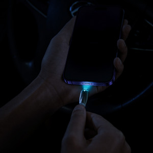 Кабел за зареждане и данни BASEUS Glimmer USB Type C към Lightning с бързо зареждане 480Mb/s Power Delivery 20W 2m черен - Img 15