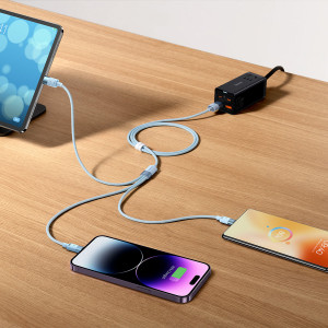 Кабел за зареждане и данни BASEUS StarSpeed 3in1 USB Type A към micro USB / Lightning / USB Type C 3.5A 1.2m черен - Img 4