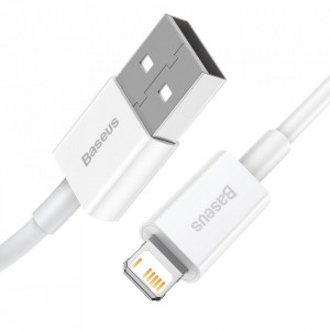 Кабел за зареждане и данни BASEUS Superior USB Type A към Lightning 2.4A 0.25m (CALYS-02) бял - Img 2