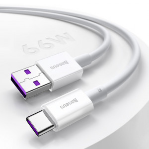 Кабел за зареждане и данни BASEUS Superior USB Type A към USB Type C 66 W 6A 2m бял (CATYS-A02) - Img 12