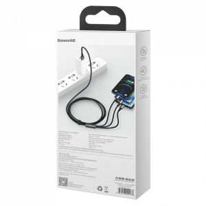 Кабел за зареждане и данни BASEUS Tungsten 3in1USB Type A към Lightning / USB Type C / micro USB 3.5A 1.5m (CAMLTWJ-01) черен - Img 6
