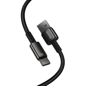 Кабел за зареждане и данни BASEUS Tungsten Gold USB Type A към USB Type C 480Mb/s 100W 1m черен (CAWJ000001) - Img 17