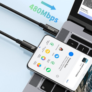 Кабел за зареждане и данни BASEUS Tungsten Gold USB Type C към USB Type C 480Mb/s 240W 1m CAWJ040101 черен - Img 10