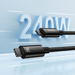 Кабел за зареждане и данни BASEUS Tungsten Gold USB Type C към USB Type C 480Mb/s 240W 2m CAWJ040101 черен - Img 4