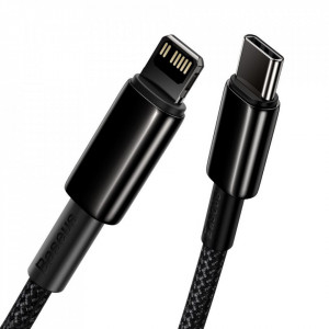 Кабел за зареждане и данни BASEUS USB Type C към Lightning с бързо зареждане Power Delivery 20 W 2m черен (CATLWJ-A01) - Img 2