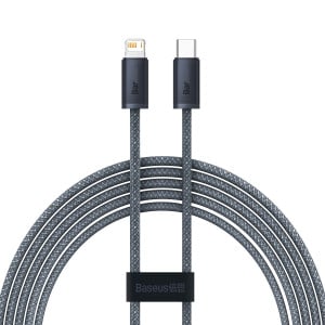 Кабел за зареждане и данни BASEUS USB Type C към Lightning 2m Power Delivery 20W сив (CALD000116) - Img 1