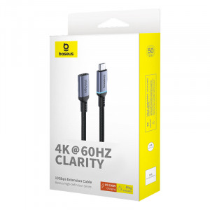 Кабел за зареждане и данни BASEUS USB Type C 10Gb/s 0.5m черен - Img 5