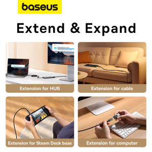 Кабел за зареждане и данни BASEUS USB Type C 10Gb/s 0.5m черен - Img 15