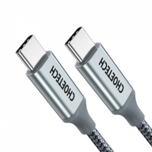 Кабел за зареждане и данни CHOETECH USB Type C към USB Type C Power Delivery 100W 1.8m сив - Img 2