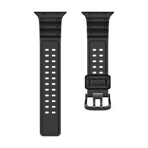 Каишка със стоманена закопчалка Triple Protection - Apple Watch 41mm Series 9 / 41mm Series 8 / 41mm Series 7 / 40mm Series 6 / 40mm SE / 40mm Series 5 / 40mm Series 4 / 38mm Series 3 / 38mm Series 2 / 38mm (1st gen) черен - Img 5