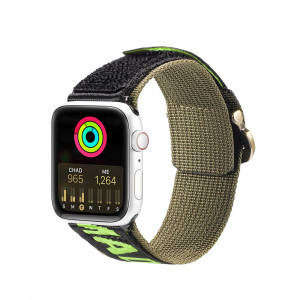 Каишка Dux Ducis Outdoor - Apple Watch Ultra 49mm / Ultra 2 49mm / 45mm Series 9 / 45mm Series 8 / 45mm Series 7 / 44mm SЕ (2nd gen) / 44mm SE / 44mm Series 6 / 44mm Series 5 / 44mm Series 4 / 42mm Series 3 / 42mm Series 2 черен / зелен - Img 1