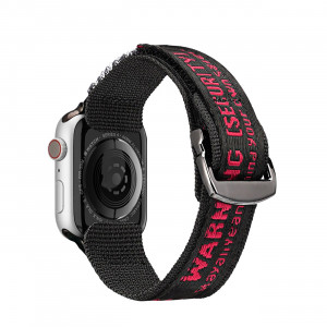 Каишка Dux Ducis Outdoor - Apple Watch Ultra 49mm / Ultra 2 49mm / 45mm Series 9 / 45mm Series 8 / 45mm Series 7 / 44mm SЕ (2nd gen) / 44mm SE / 44mm Series 6 / 44mm Series 5 / 44mm Series 4 / 42mm Series 3 / 42mm Series 2 черен / червен - Img 2