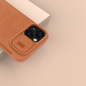 Калъф тип книга от еко кожа с подвижно покритие за камерата NILLKIN Qin Leather Pro - iPhone 14 Plus черен - Img 9