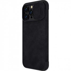 Калъф тип книга от еко кожа с подвижно покритие за камерата NILLKIN Qin Leather Pro - iPhone 14 Pro Max черен - Img 3