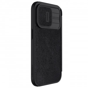Калъф тип книга от еко кожа с подвижно покритие за камерата NILLKIN Qin Leather Pro - iPhone 15 Pro Max черен - Img 6