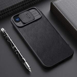 Калъф тип книга от еко кожа с подвижно покритие за камерата NILLKIN Qin Leather Pro - iPhone 15 Pro Max черен - Img 16