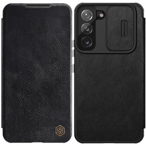 Калъф тип книга от еко кожа с подвижно покритие за камерата NILLKIN Qin Leather Pro - Samsung Galaxy S22+ черен - Img 1
