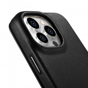 Калъф тип книга от естествена кожа iCARER CE Oil Wax Premium MagSafe - iPhone 14 Pro черен - Img 14