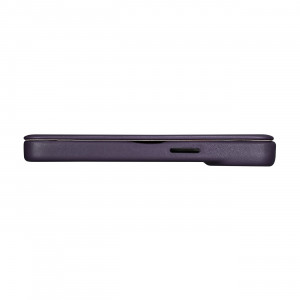 Калъф тип книга от естествена кожа iCARER CE Oil Wax Premium MagSafe - iPhone 14 Plus тъмнолилав - Img 12