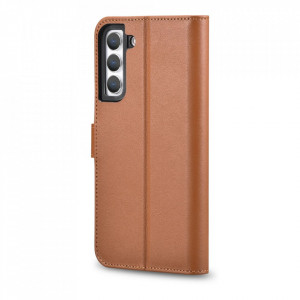 Калъф тип книга от естествена кожа iCARER Haitang - Samsung Galaxy S22+ кафяв - Img 4