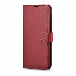 Калъф тип книга от естествена кожа iCARER Haitang - Samsung Galaxy S22+ червен - Img 3