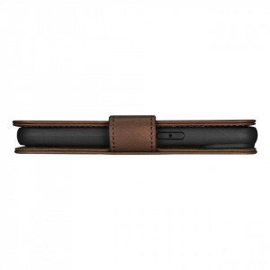 Калъф тип книга от естествена кожа iCARER Oil Wax Wallet 2в1 против кражба - iPhone 14 Pro Max кафяв - Img 3