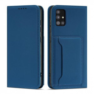 Калъф тип книга с външен джоб Magnet Card - Samsung Galaxy A12 син - Img 1