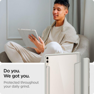 Калъф тип книга с място за стилус и подсилени ръбове SPIGEN Ultra Hybrid Pro - Samsung Galaxy Tab S9+ (12.4") сив - Img 12