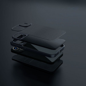 Калъф тип книга с подвижно покритие за камерата NILLKIN Qin Cloth Pro - iPhone 14 Plus син - Img 10