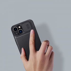 Калъф тип книга с подвижно покритие за камерата NILLKIN Qin Cloth Pro - iPhone 14 Plus сив - Img 14