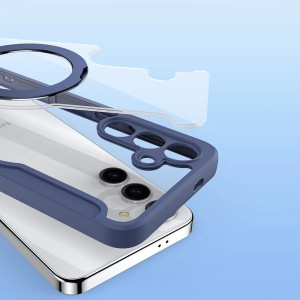 Калъф тип книга с прозрачен гръб и стойка DUX DUCIS Skin X Pro MagSafe - Samsung Galaxy S24 син - Img 15
