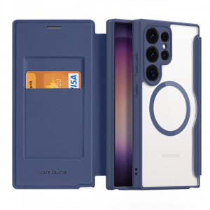 Калъф тип книга с прозрачен гръб DUX DUCIS Skin X Pro MagSafe - Samsung Galaxy S24 Ultra син - Img 2