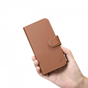 Калъф тип книга iCARER Wallet 2в1 против кражба - iPhone 14 Plus Cover кафяв - Img 11