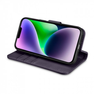 Калъф тип книга iCARER Wallet 2в1 против кражба - iPhone 14 Plus тъмнолилав - Img 9