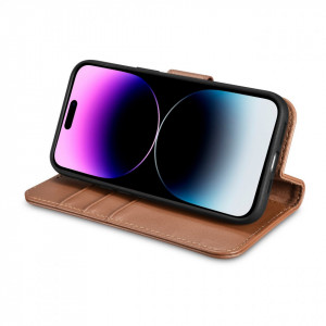Калъф тип книга iCARER Wallet 2в1 против кражба - iPhone 14 Pro Cover кафяв - Img 9