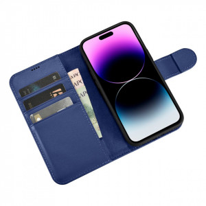 Калъф тип книга iCARER Wallet 2в1 против кражба - iPhone 14 Pro Cover син - Img 9