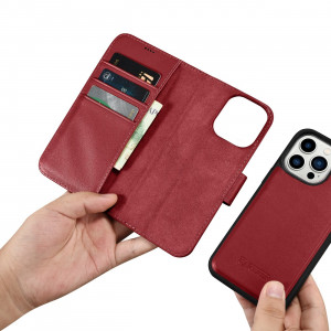 Калъф тип книга iCARER Wallet 2в1 против кражба - iPhone 14 Pro Cover червен - Img 14