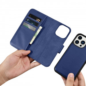 Калъф тип книга iCARER Wallet 2в1 против кражба - iPhone 14 Pro Cover син - Img 13