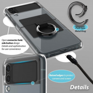 Калъф WHITESTONE Clear Ring - Samsung Galaxy Z Flip4 прозрачен с черна планка - Img 3