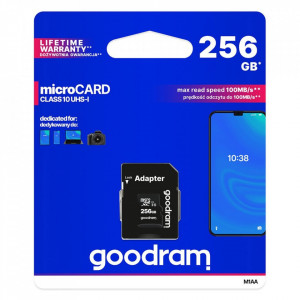 Карта памет GOODRAM 256GB micro SD XC UHS-I class 10 с SD адаптер (M1AA-2560R12) черна