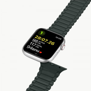 Магнитна силиконова каишка Dux Ducis Armor - Apple Watch Ultra 49mm / Ultra 2 49mm / 45mm Series 9 / 45mm Series 8 / 45mm Series 7 / 44mm SЕ (2nd gen) / 44mm SE / 44mm Series 6 / 44mm Series 5 / 44mm Series 4 / 42mm Series 3 / 42mm Series 2 зелен - Img 8