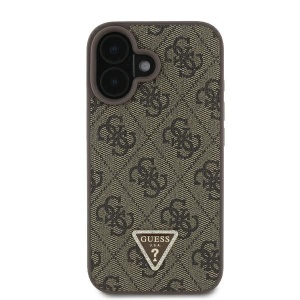 Оригилане Кожен Клаъф Guess Leather Metal Logo Strass Crossbody Case for iPhone 16 - кафяв - Img 3