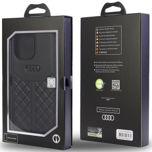 Оригинален гръб от естествена кожа AUDI Genuine Leather AU-TPUPPCIP13PM-Q8 / D1-BK - iPhone 13 Pro Max черен - Img 5