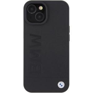 Оригинален гръб от естествена кожа BMW Leather Hot Stamp - iPhone 15 Plus черен - Img 3