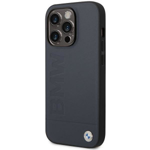 Оригинален гръб от естествена кожа BMW Leather Hot Stamp MagSafe BMHMP14XSLLNA - iPhone 14 Pro Max тъмносин - Img 2