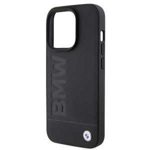 Оригинален гръб от естествена кожа BMW Leather Hot Stamp MagSafe - iPhone 15 Pro черен - Img 6