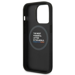 Оригинален гръб от естествена кожа BMW Leather Stamp Tricolor MagSafe BMHMP14X22PTDK - iPhone 14 Pro Max черен - Img 7