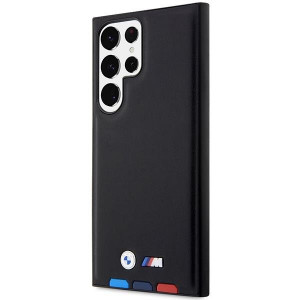 Оригинален гръб от естествена кожа BMW Leather Stamp Tricolor BMHCS23L22PTDK - Samsung Galaxy S23 Ultra черен - Img 2