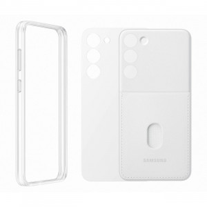 Оригинален гръб със сменяема пластина с джоб за карта SAMSUNG Frame (EF-MS916CWEGWW) - Samsung Galaxy S23+ бял - Img 7