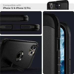 Оригинален гръб със стойка SPIGEN Tough Armor - iPhone 12 / 12 Pro черен - Img 19